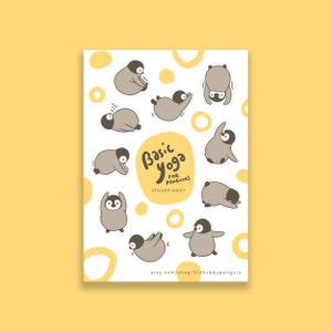 Sticker Sheet: Basic Yoga for Penguins | Cute Penguin Illustration