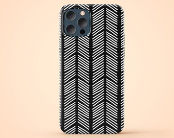Modern Trendy Chevron Black & White iPhone Case - iPhone 13 Pro Max, iPhone 13 Mini, iPhone 12 mini, iPhone SE XR XS X 8 7 6S Plus