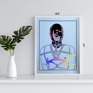 Holographic Latex Shibari Man Double Foil Print - 8.5 x 11