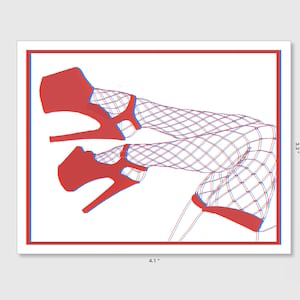 Red and Blue Fishnet & Heels Sticker