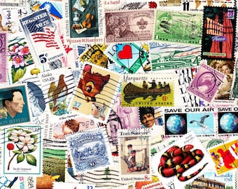 300 Different UNITED STATES VINTAGE All Commemoratives Used Postage Stamps Off Paper Flowers Birds Ships History Collector Deal! 300US