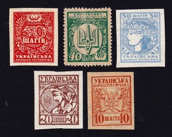 5 SELTENE 1918 UKRAINE Unbenutzte antike Briefmarken Erstaunliches Sammlerset! 5UKRA