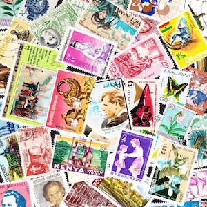 50 SELLOS DEL MUNDO Todos diferentes, antiguos, usados, cancelados, coleccionistas, manualidades, sellos, arte, hogar, escuela, geografía, historia