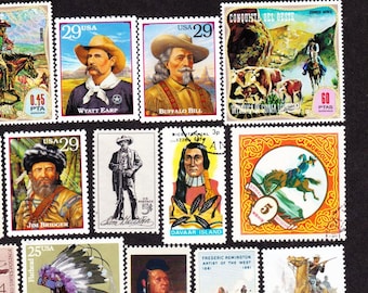 20 COWBOYS INDIANS Wild WEST Buffalo Pony Express Vintage Mint and Used 20CWINV