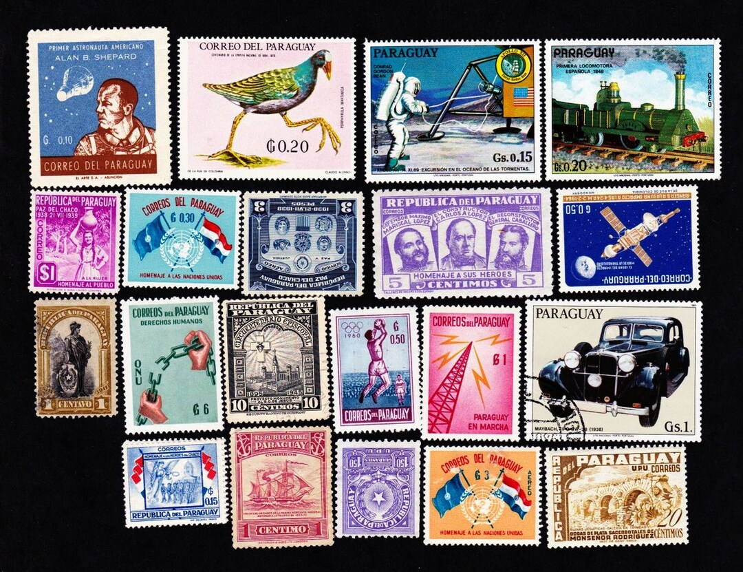 20 PARAGUAY STAMPS VINTAGE Used Postage Stamps Collector Set Etsy