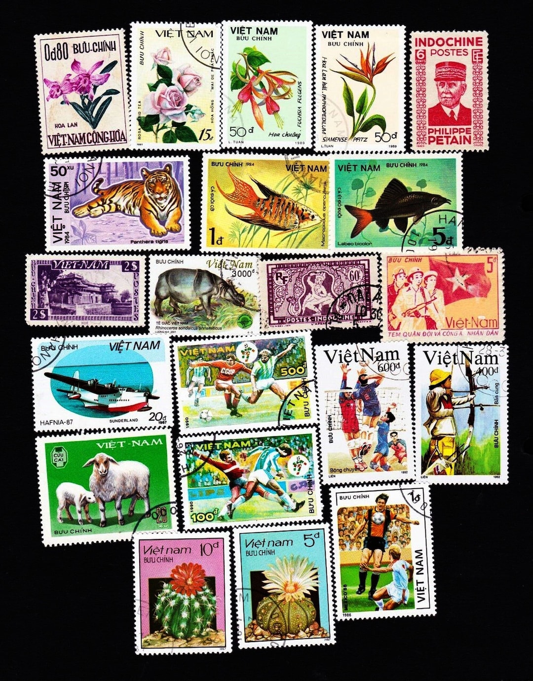 20 VIET NAM Vintage Used Postage Stamps Collector Set Stamp Art