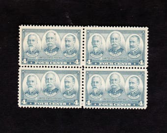 U S 1936 Vintage  4c NAVY ISSUE ADMIRALS Beautiful Unused Block of 4 Stamps