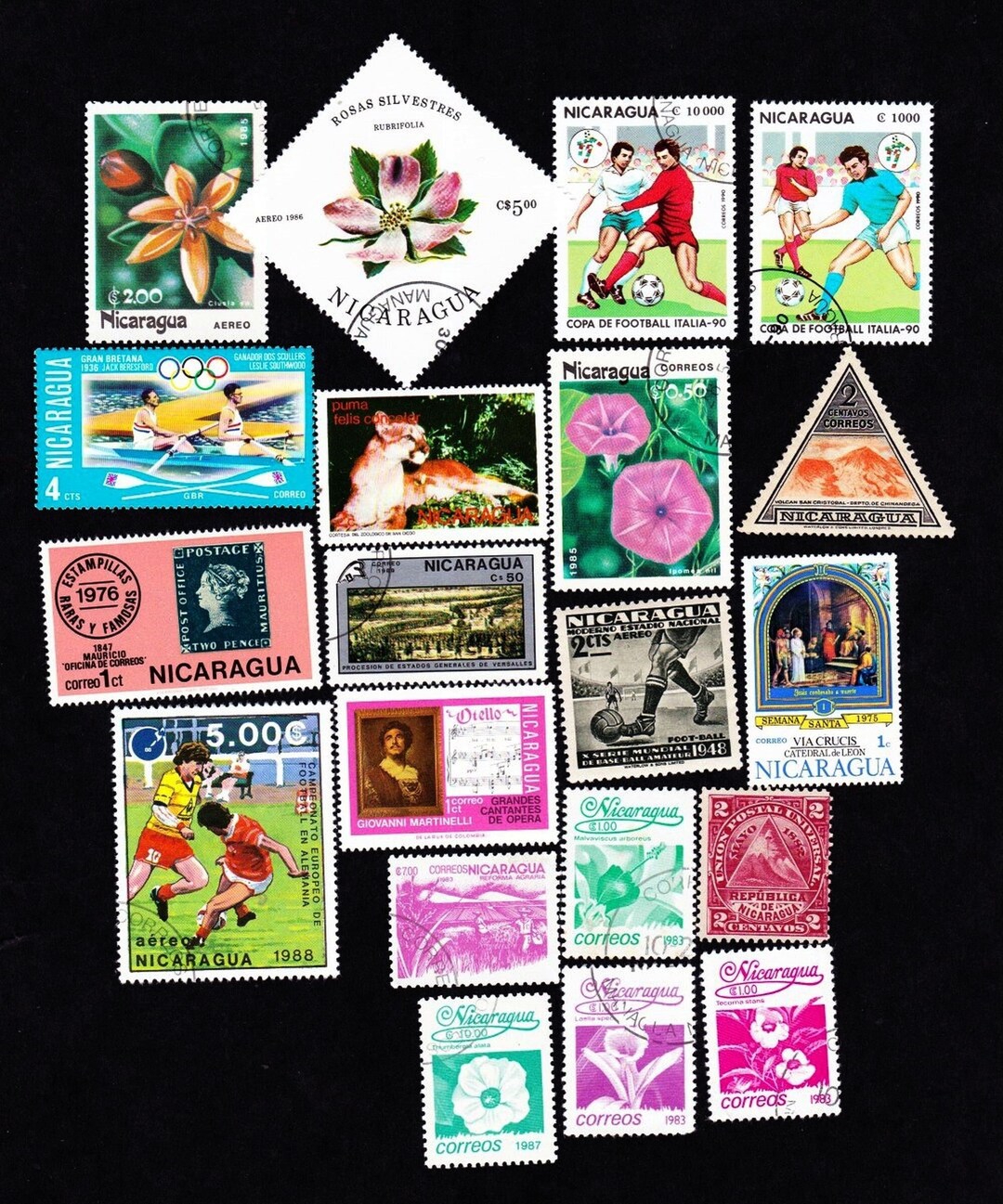 20 NICARAGUA Vintage Used Postage Stamps Collector Set Etsy