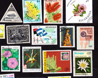 19 NICARAGUA Vintage Used Postage Stamps Collector Set Travel Journaling 19NICG