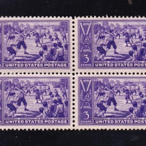 SCARCE U S 1939 Vintage 3c  SAND-Lot BASEBALL Game  Beautiful Unused Block of 4 Stamps SCT1381A