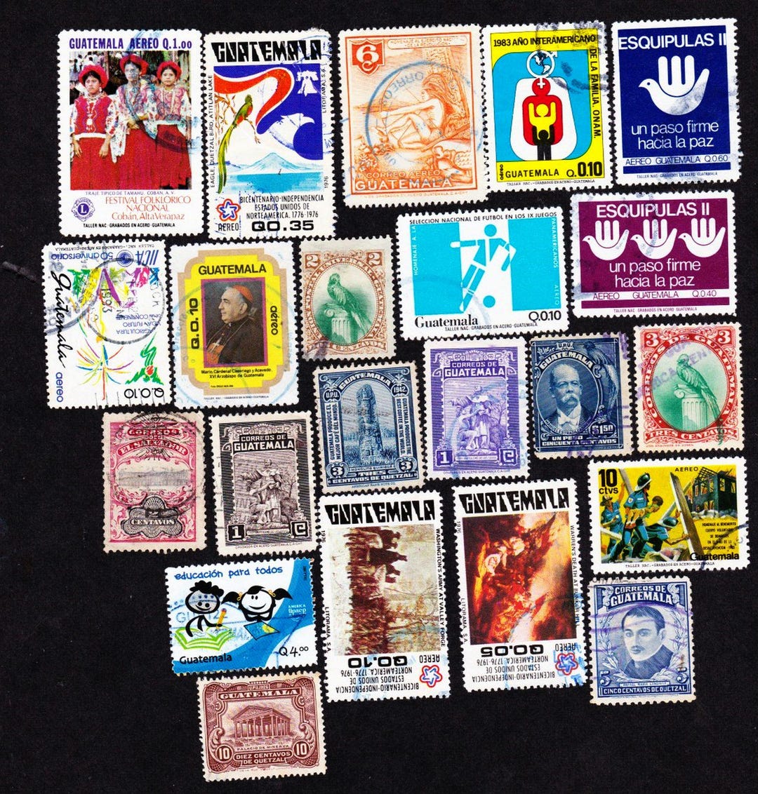 20 GUATEMALA STAMPS Vintage Used Cancelled Postage Stamps Collector Set ...