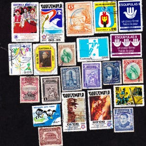20 SELLOS DE GUATEMALA Sellos postales antiguos usados cancelados Juego de colección Arte de sellos Diario de viaje 20GUATF