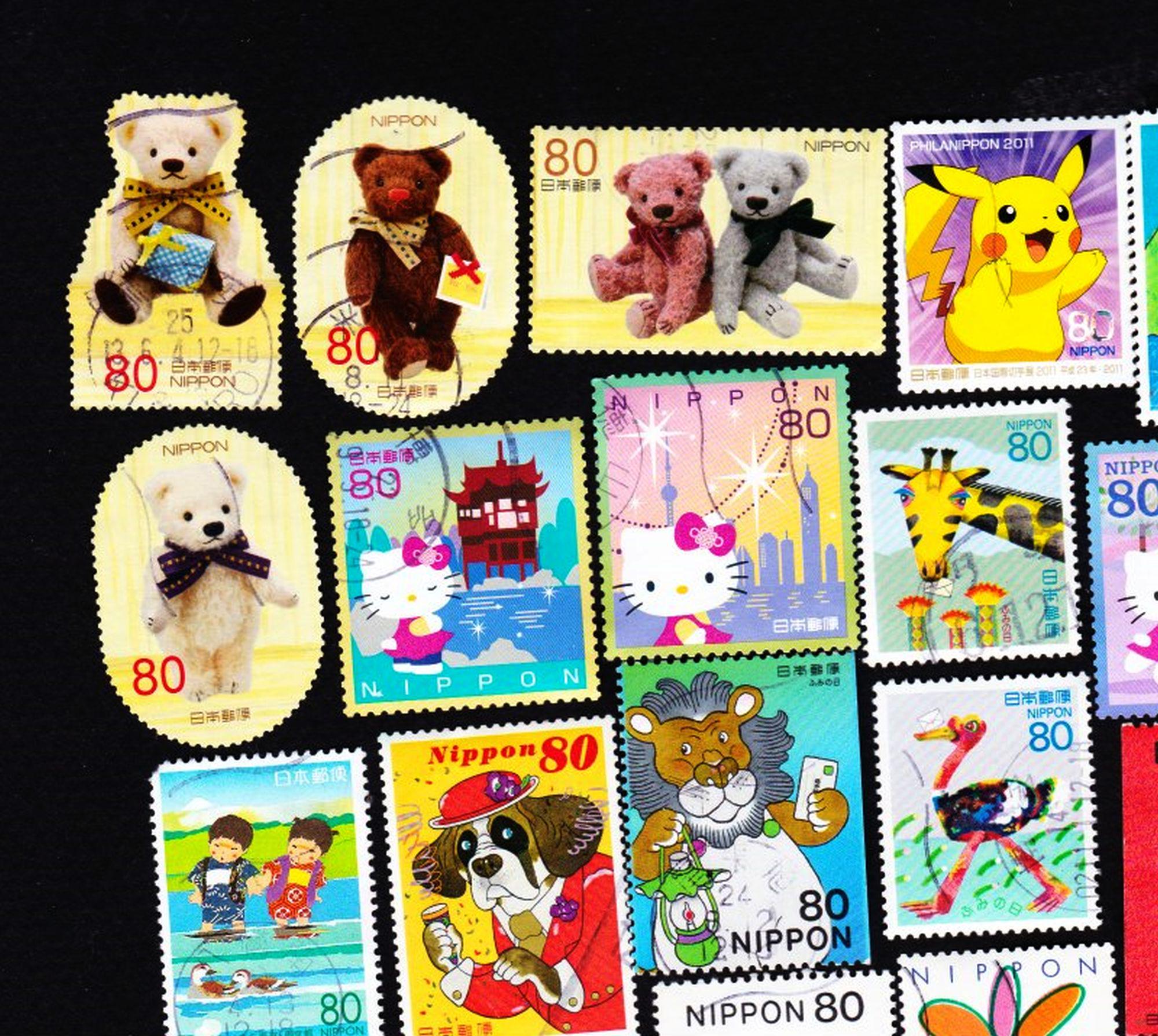 20 JAPAN CARTOON ART Vintage Used Postage Stamps Collector Set and