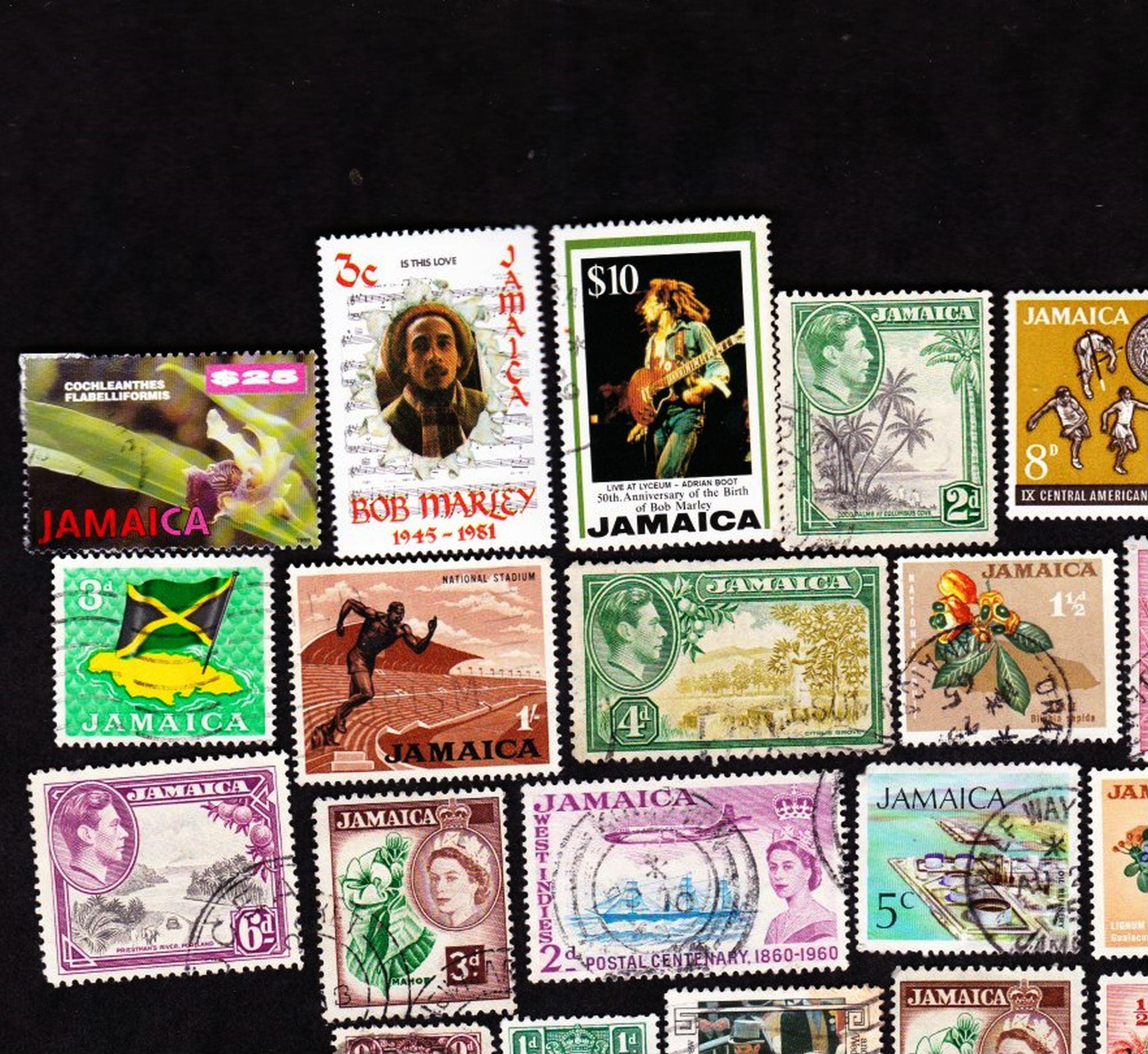 ボブマーリー 記念切手 20 JAMAICA Caribbean Island Bob Marley Vintage Used Postage Stamps
