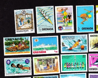 21 selos antigos NOVOS com imagens da cultura e da vida nas ilhas do Caribe (21MCLSF)