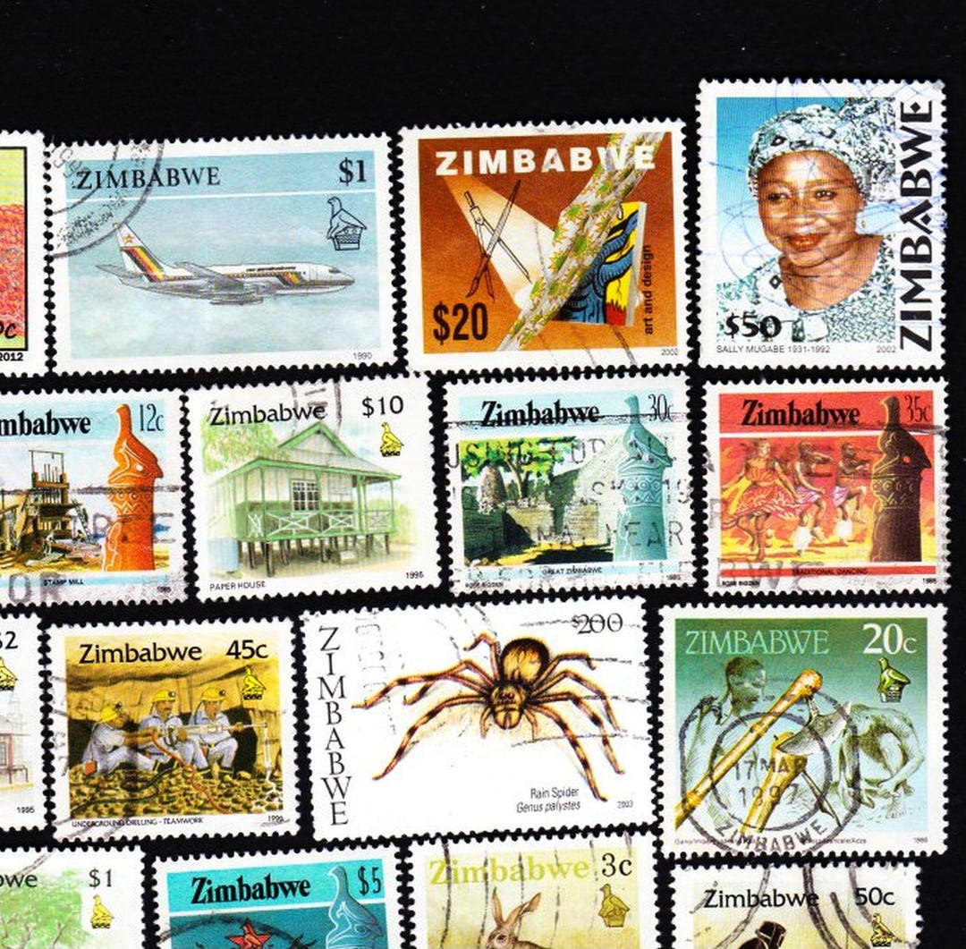 21 ZIMBABWE AFRICA Vintage Used Postage Stamps Collector Set Stamp Art ...