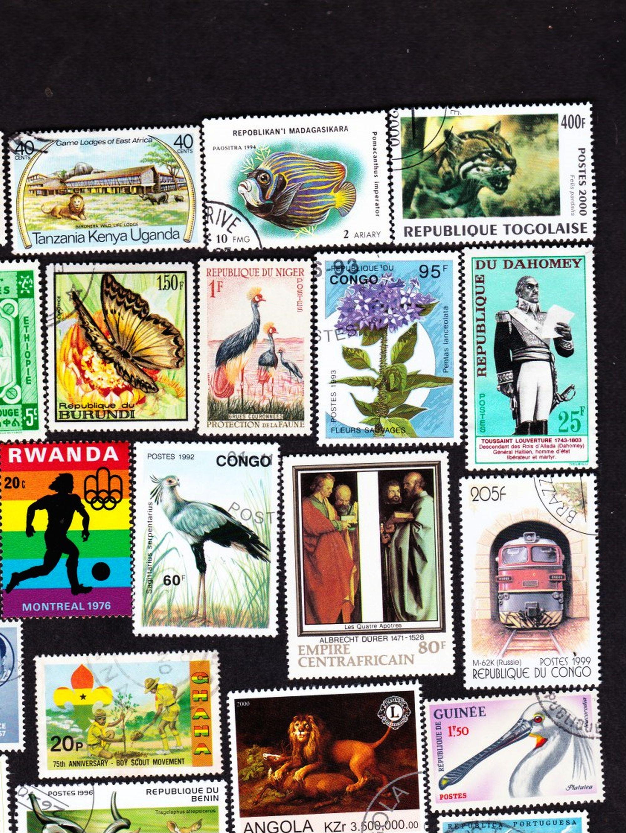 アフリカ23カ国使用済み切手コレクターセット アンゴラ、ブルンジ