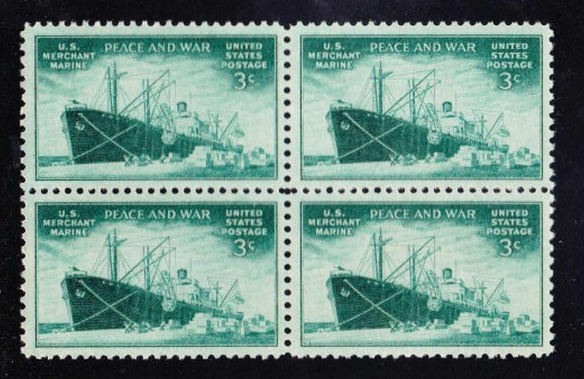 希少な米国1946年ヴィンテージ3セント米国商船切手4枚セット MM939