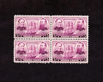 U S 1936 Vintage  3c NAVY ISSUE ADMIRALS Beautiful Unused Block of 4 Stamps