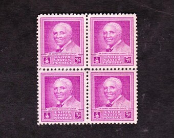 1948 Dr BOOKER T WASHINGTON uitgave postzegelblok van 4, ongebruikt