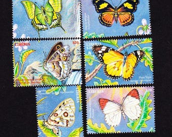 6 MINT LIBERIA BUTTERFLIES  Vintage Scarce Collector Set 6LIBBFB