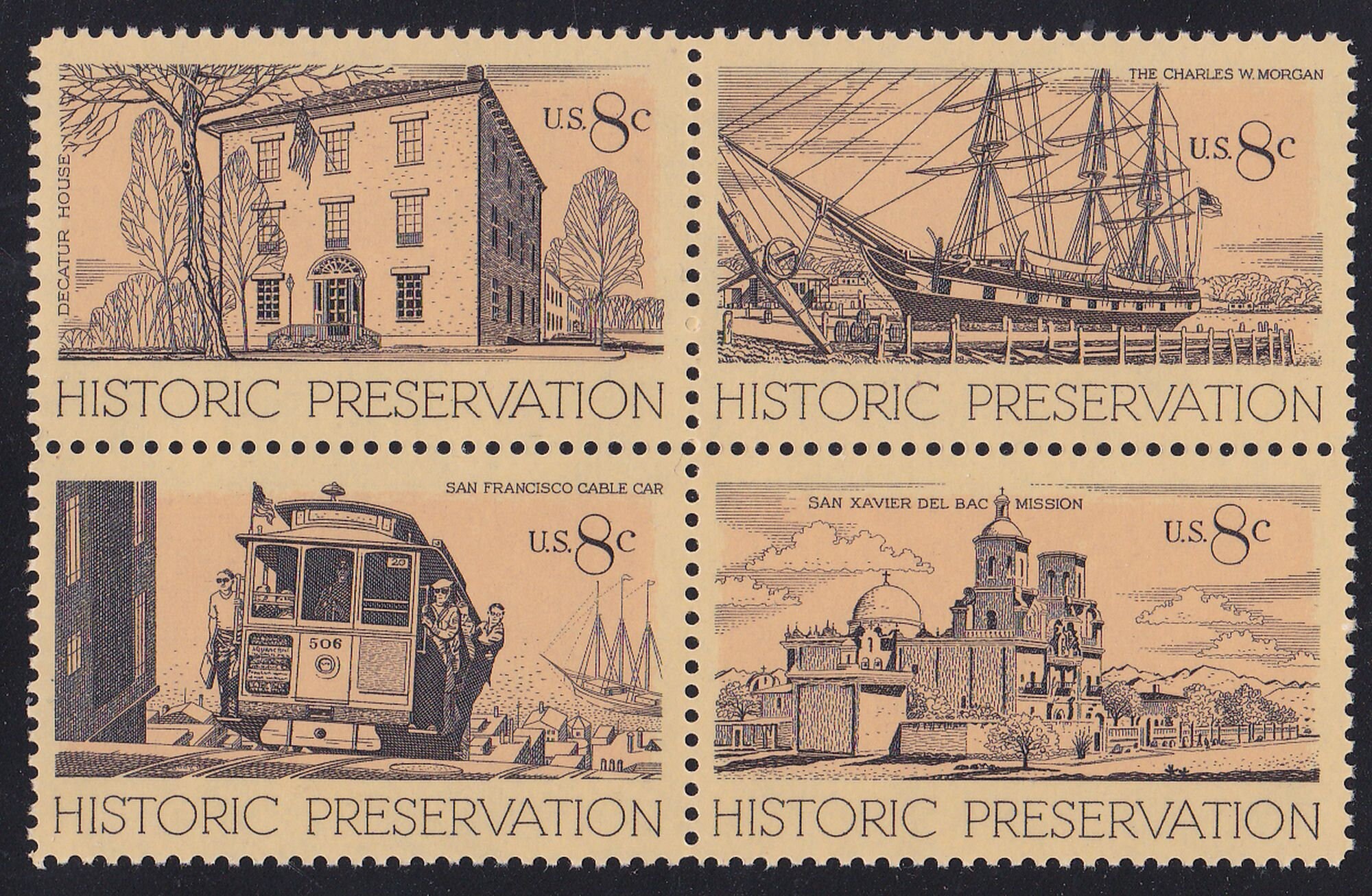 16 Historic Preservation 8c Postage Stamps 4 Different Designs Etsy