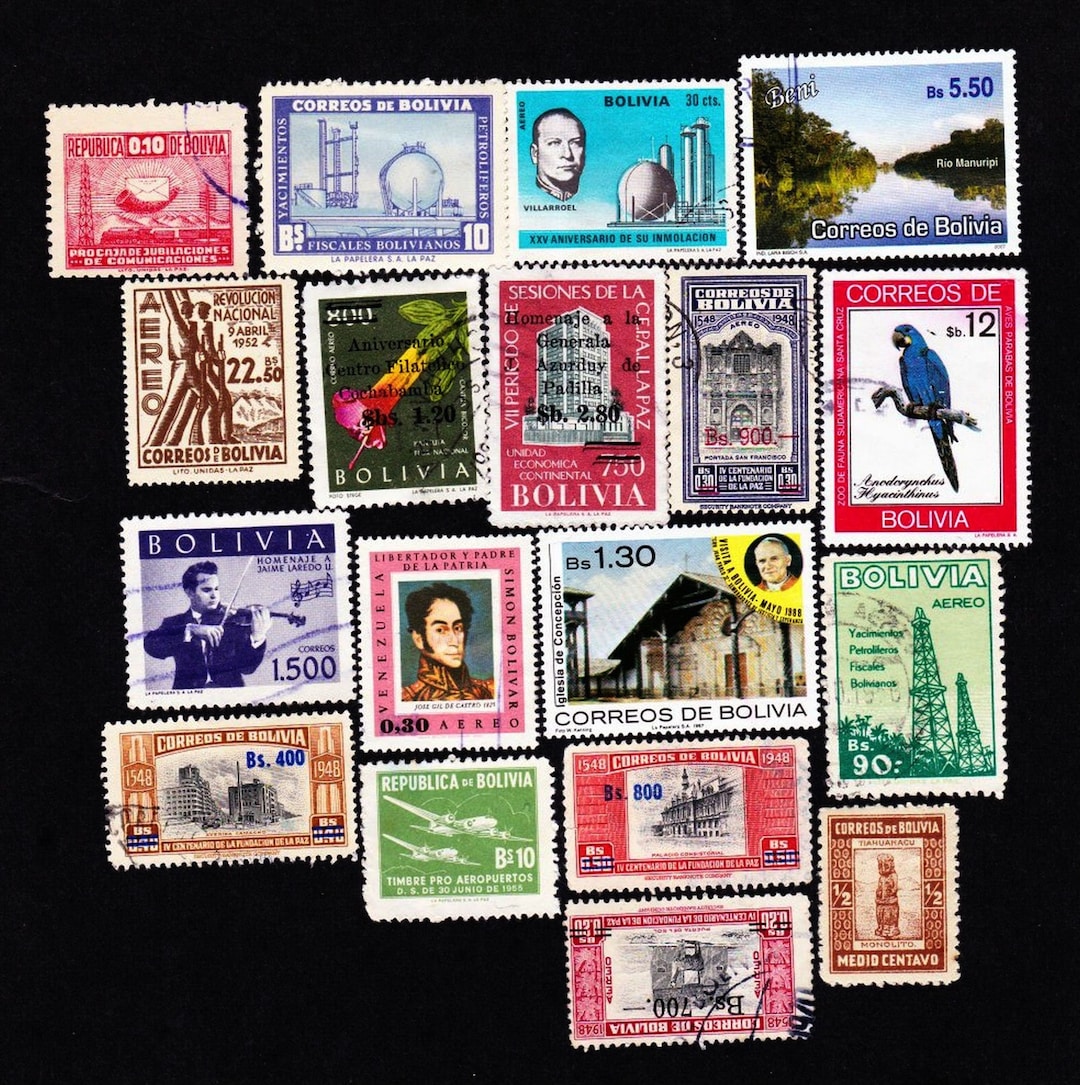 18 BOLIVIA Vintage Used Postage Stamps Collector Set Flowers, Culture