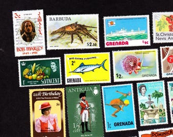 20 MINT Caribbean Island Life Culture and History Vintage  Stamps  20MCCS
