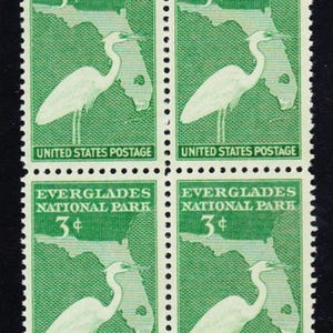 SCARCE U S 1938 Vintage  3c EVERGLADES NATIONAL Park Issue  Beautiful Unused Block of 4 Stamps EV1938A