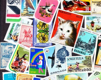 50 MINT WORLD STAMPS  All Different Vintage Collector Deal, Stamp Art Travel Journal 50MWLB