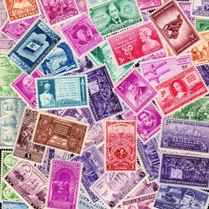 SELLOS DE EE. UU. NUEVOS Todos los sellos postales antiguos diferentes sin usar, emitidos principalmente antes de 1950 para coleccionistas, en su mayoría sellos grandes 50USMA