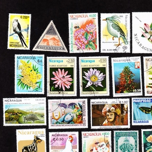 21 NICARAGUA Vintage Gebrauchte Briefmarken Set Travel Journaling 21NICEF