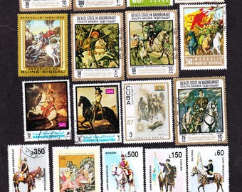 軍隊と歴史における21頭の馬 ヴィンテージ使用済み切手コレクター