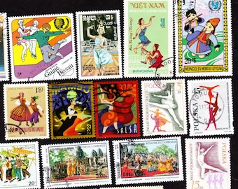 21 DANCERS of the World Vintage Cancelled  Stamps Collector  21DANK