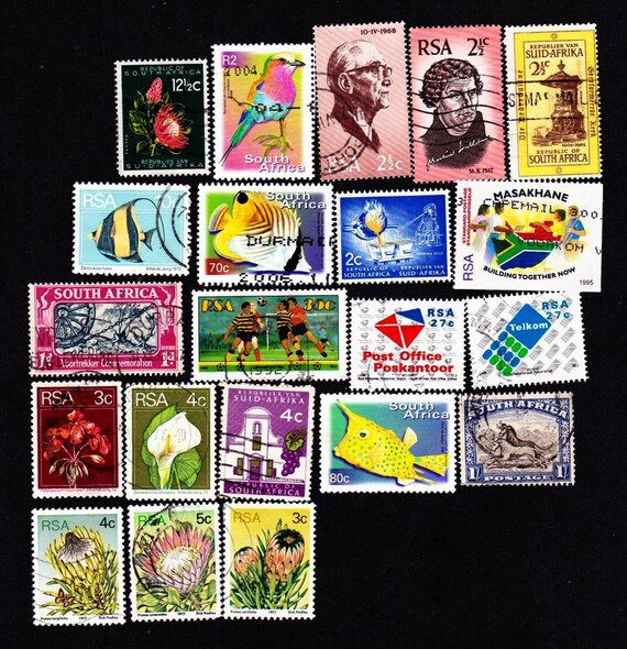 21 南アフリカ切手 ヴィンテージ 使用済み郵便切手 コレクターセット