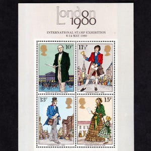 4 sellos postales de recuerdo de Londres MINT en 1 hoja Juego de colección vintage de 1980 Diarios de viaje 4MLONSA