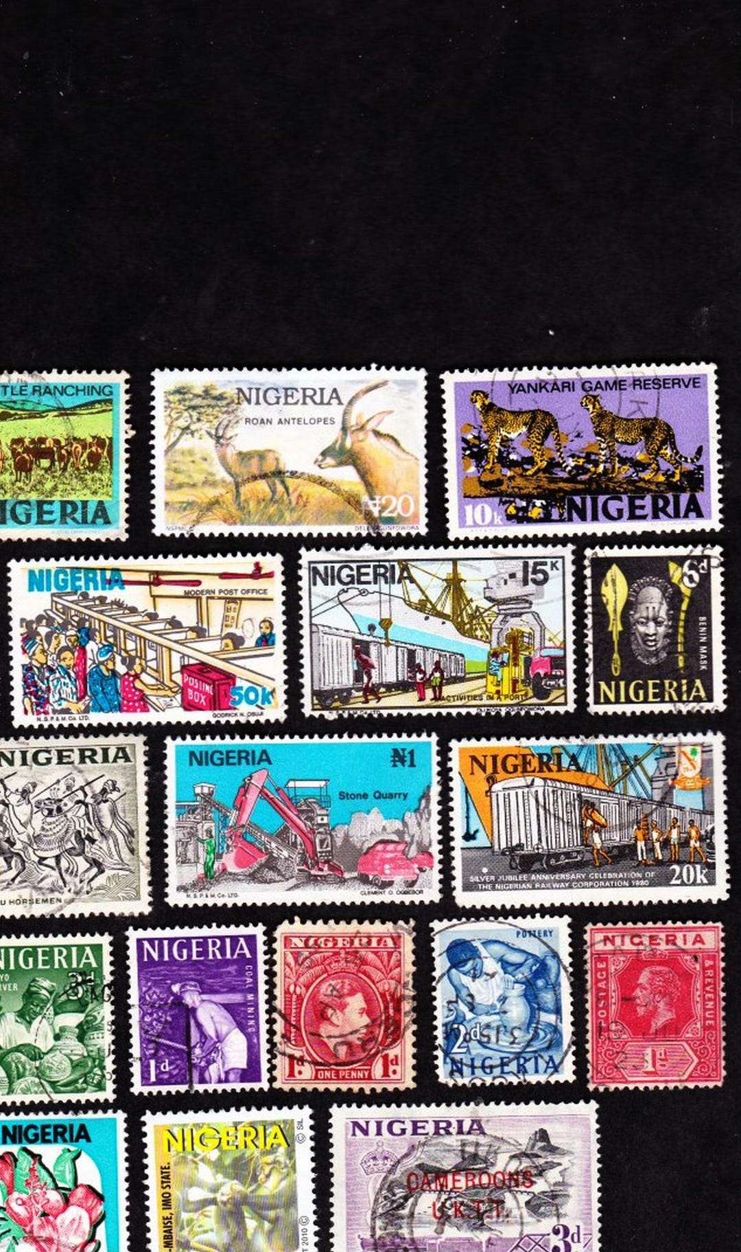 20 NIGERIA AFRICA Animals Used Postage Stamps Collector Set Stamp Art ...