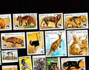 21 ANIMALI dell'AUSTRALIA TASMANIA Canguri Koala Mondo Vintage Usato 21ATASE