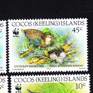 4 EXOTIC COCOS (Keeling) ISLANDS Bird Mint Stamps  Vintage from the Beautiful Indian Ocean  4COCOSA
