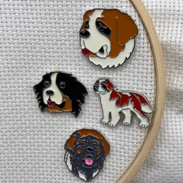 Enamel Saint Bernard / Bernese Mountain Dog / Tibetian Mastiff Dog Needle Minder | Magnet |  Cover Minder