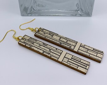 Wood & Paper Earrings: "Stonework" Series