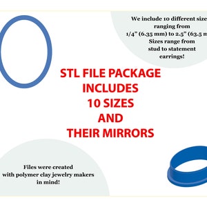 Ellipse No 1 - Polymer Clay Cutter STL - 10 Sizes - Sharp - Mirrors Included