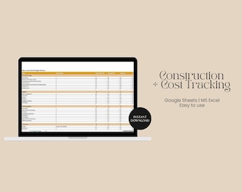 Basic Construction Budget Planner Spreadsheet | Home Renovation Budget Template | Excel + Google Sheets