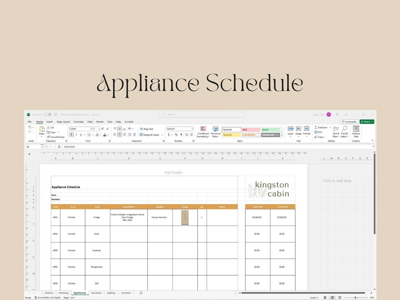 Interior Design Specification | Finishes Schedule | FF&E Schedule ...