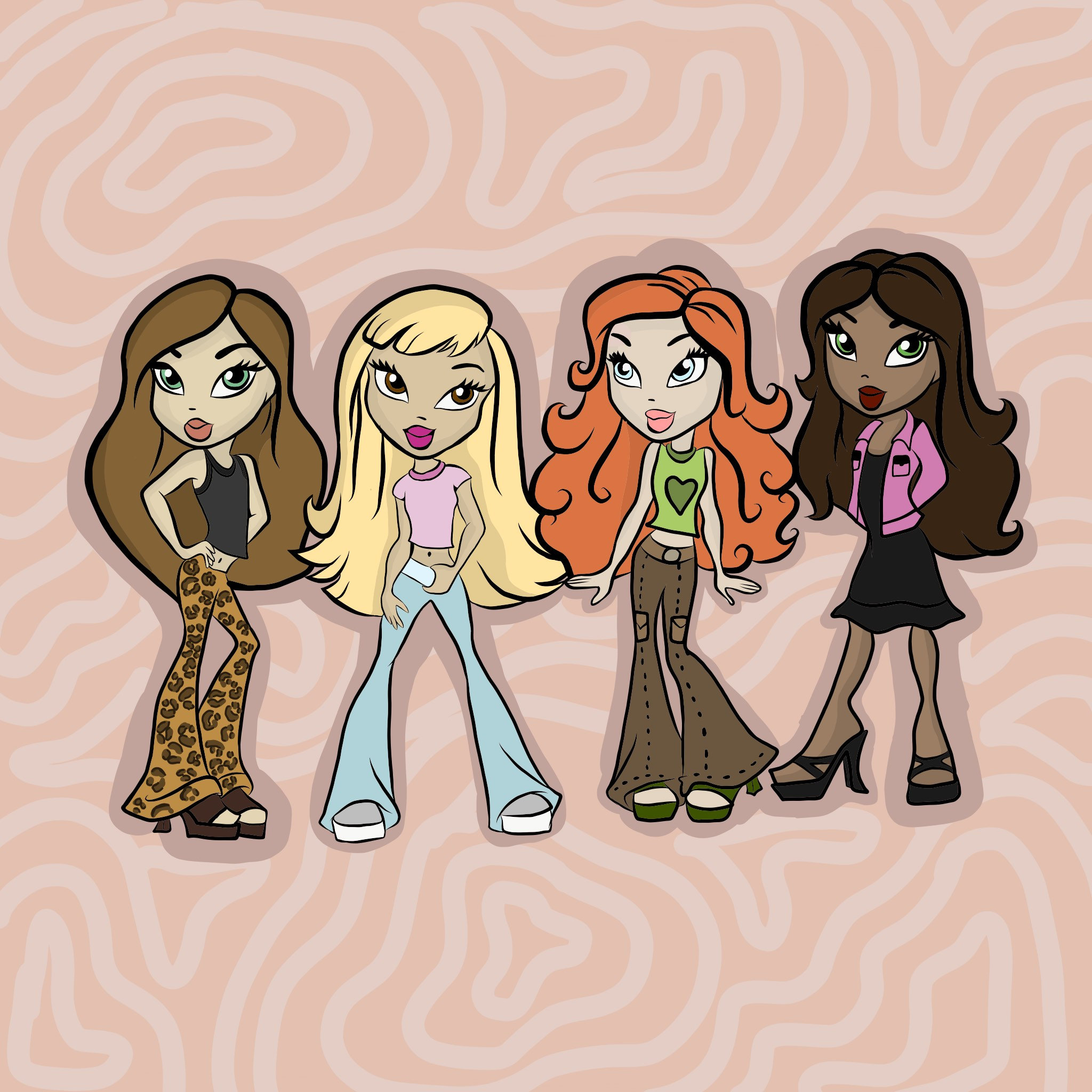 Group bratz doll cartoons of you and your friends | Etsy