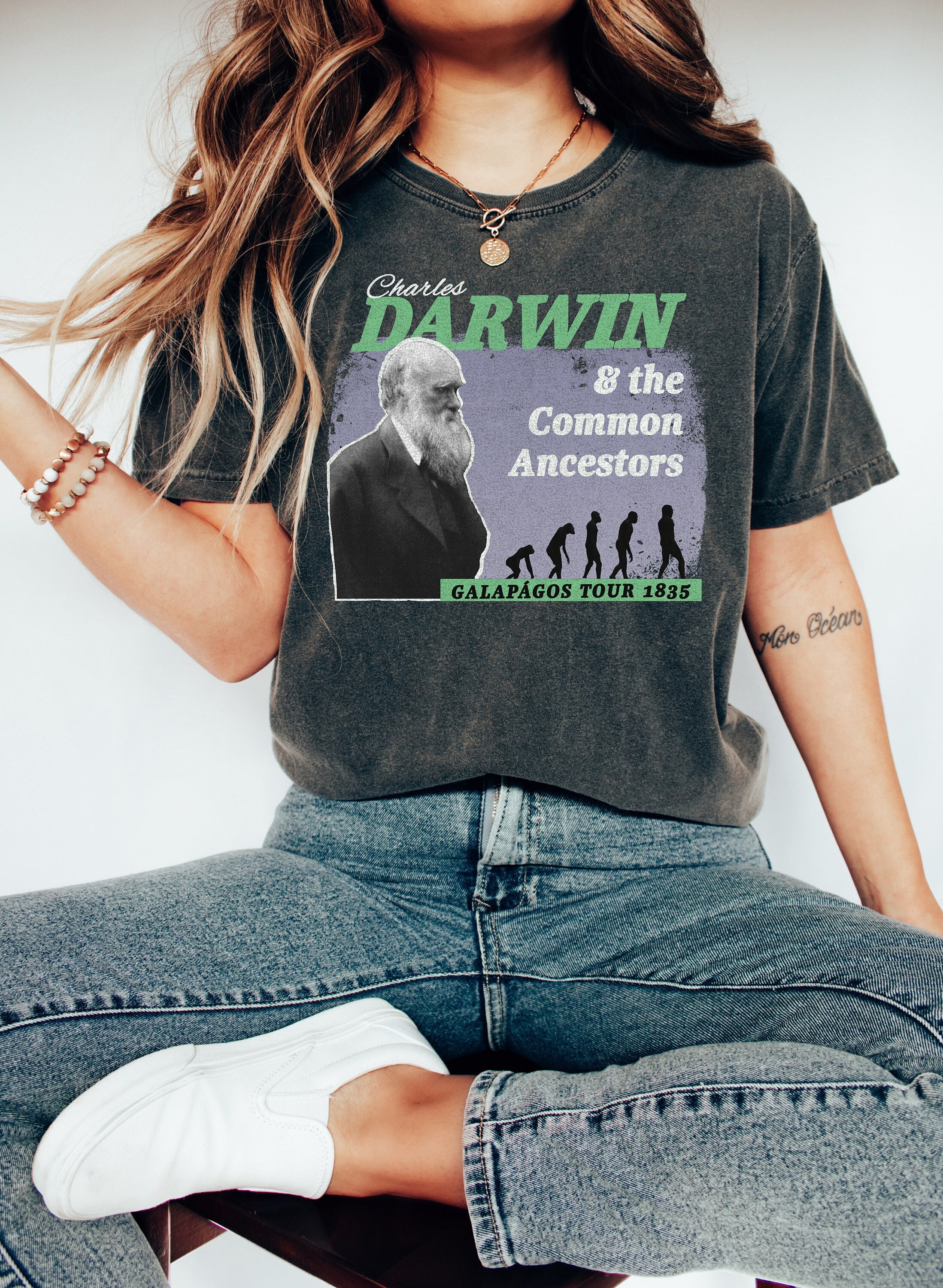 Charles Darwin Shirt Funny Evolution Band Tshirt Retro - Etsy