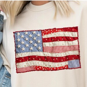 Patchwork USA Flag, Patriotic PNG (Digital Download)