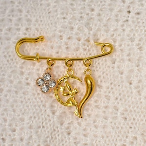 Gold Guardian Angel, Crystal Golden Horn Pin