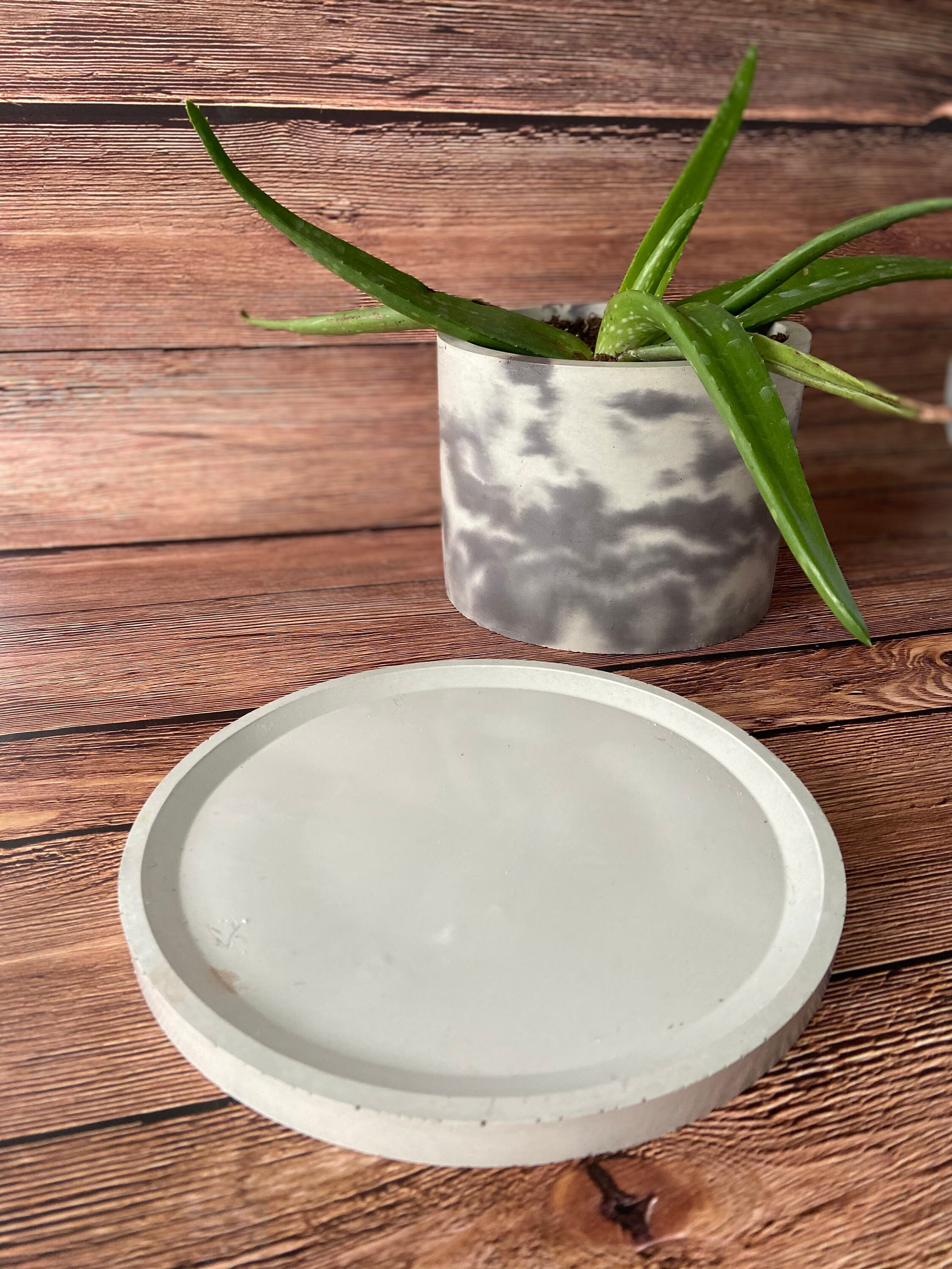 Large round concrete decorative tray concrete planter Etsy