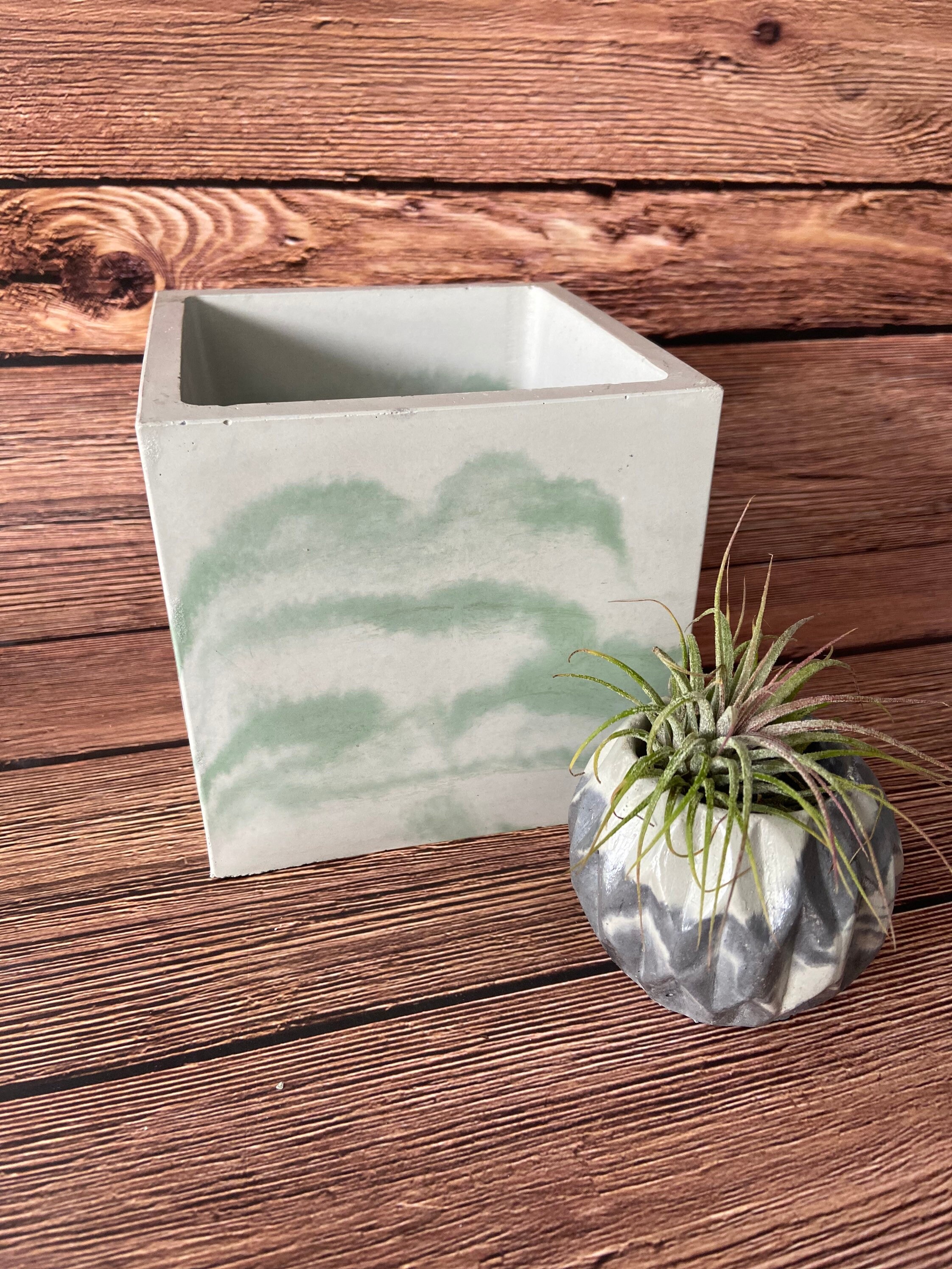 Large square concrete planter handmade concrete planter Etsy